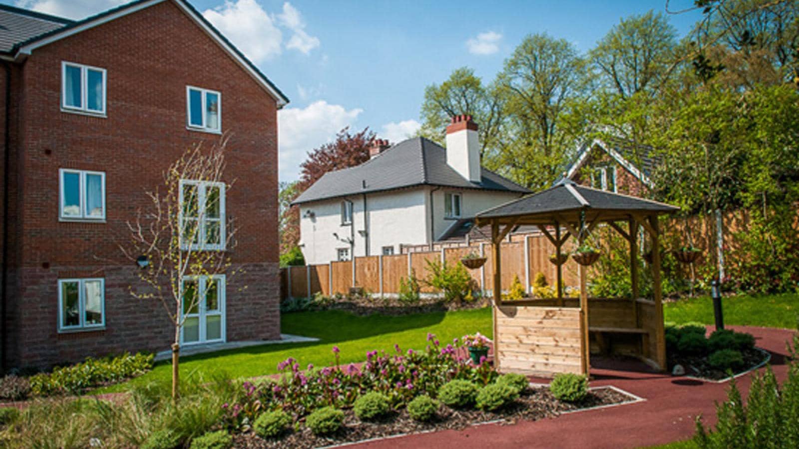 MHA Fulwood Court retirement living trees and garden including pergola