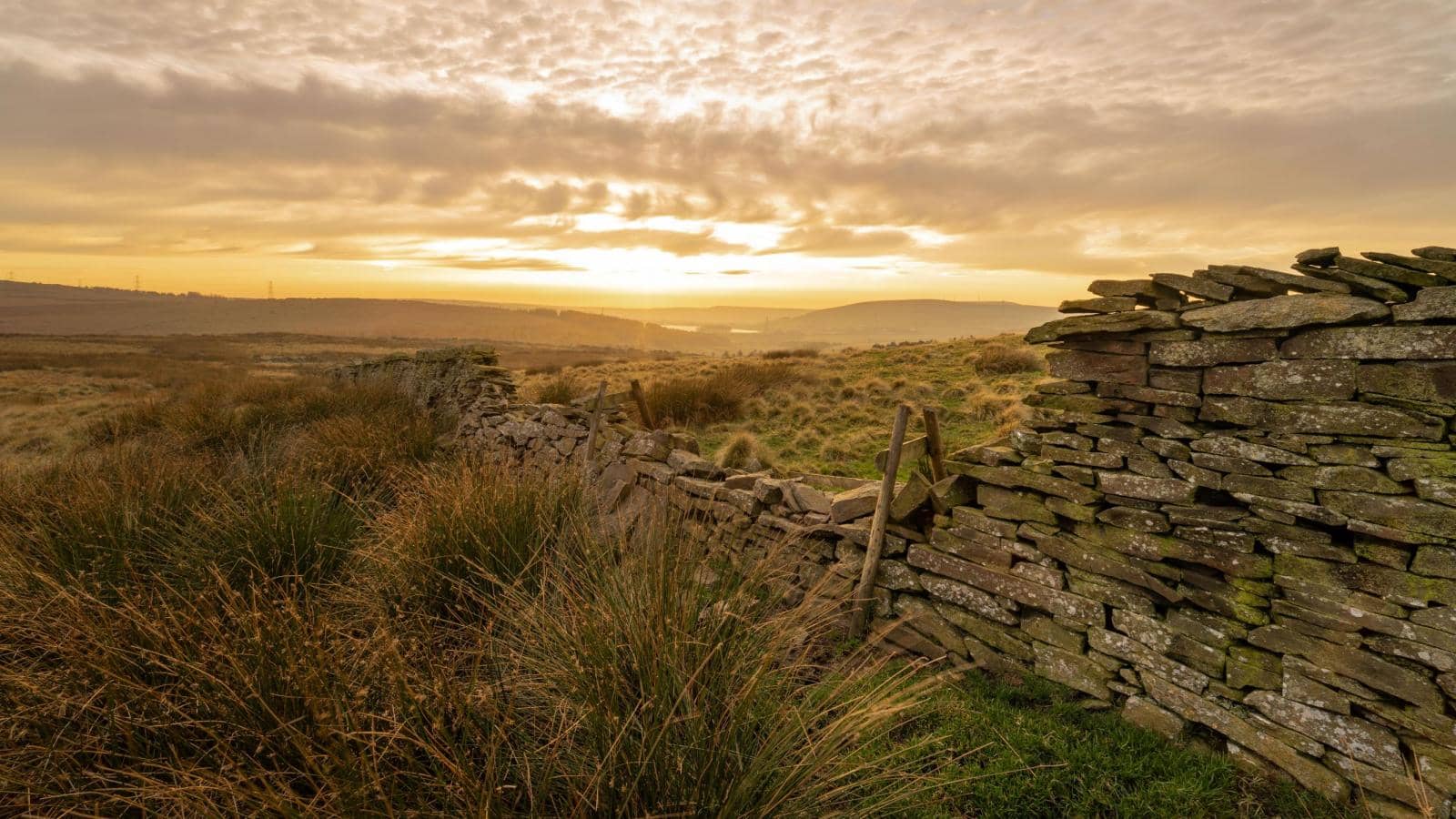 Sunset over Burnley in Lancashire taken from Crown Point looking over towards Rossendale Clough