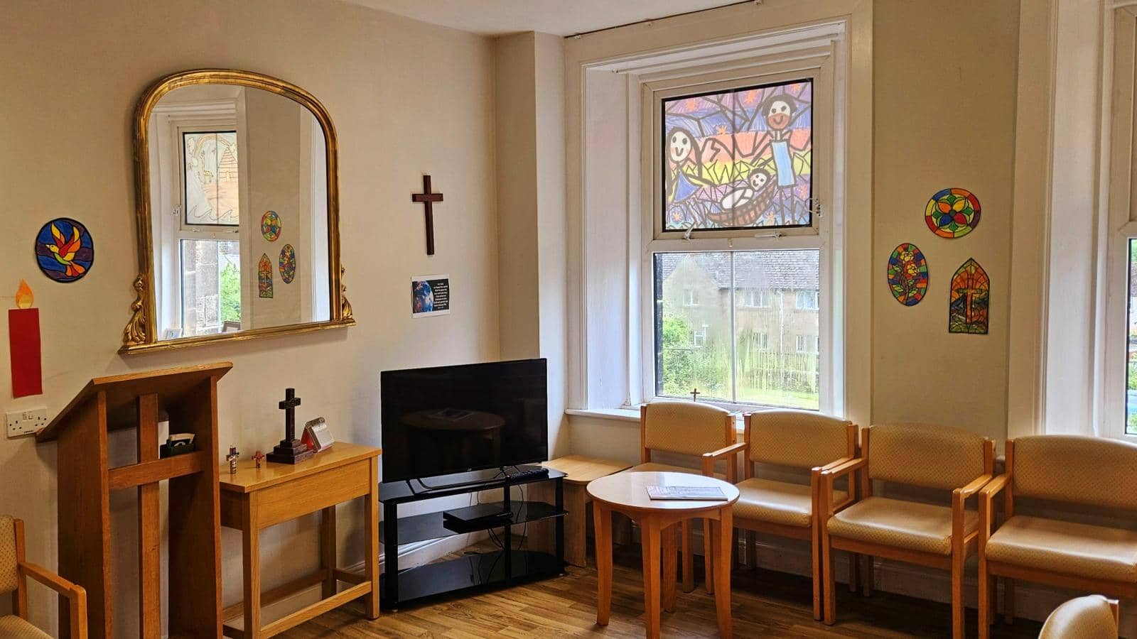 Moorland House care home chapel with a view of the gardens