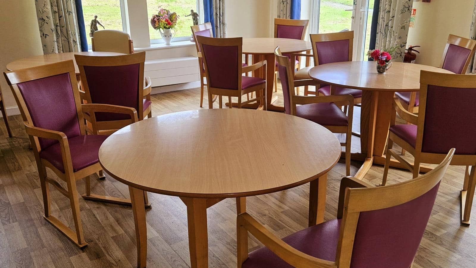 Moorland House care home dining room with a view of the gardens