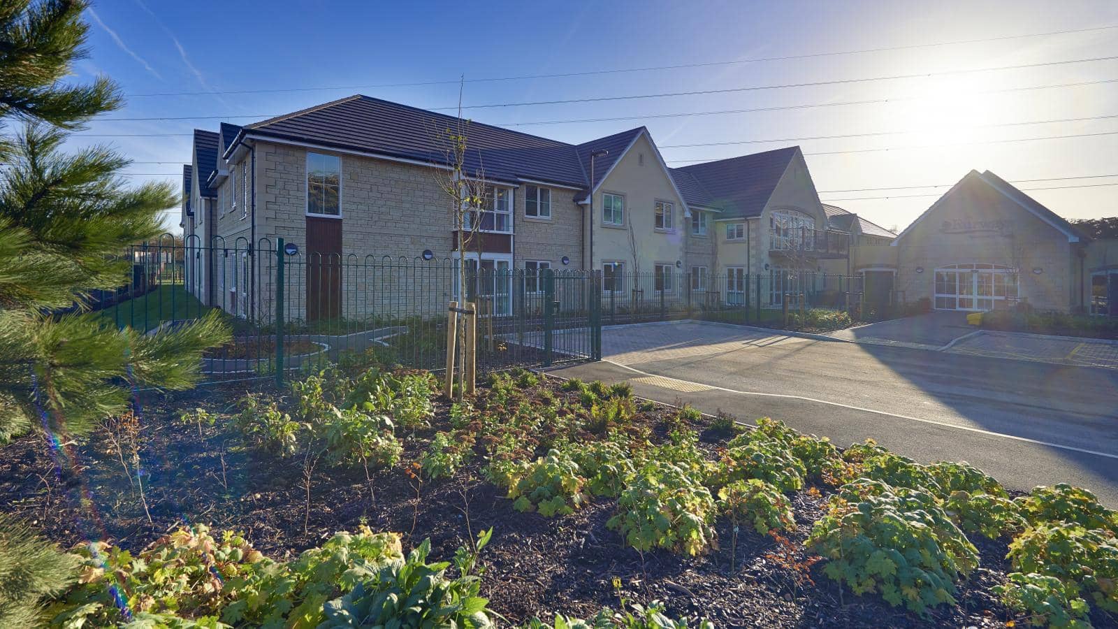 The Fairways retirement living complex in Chippenham in the sunshine