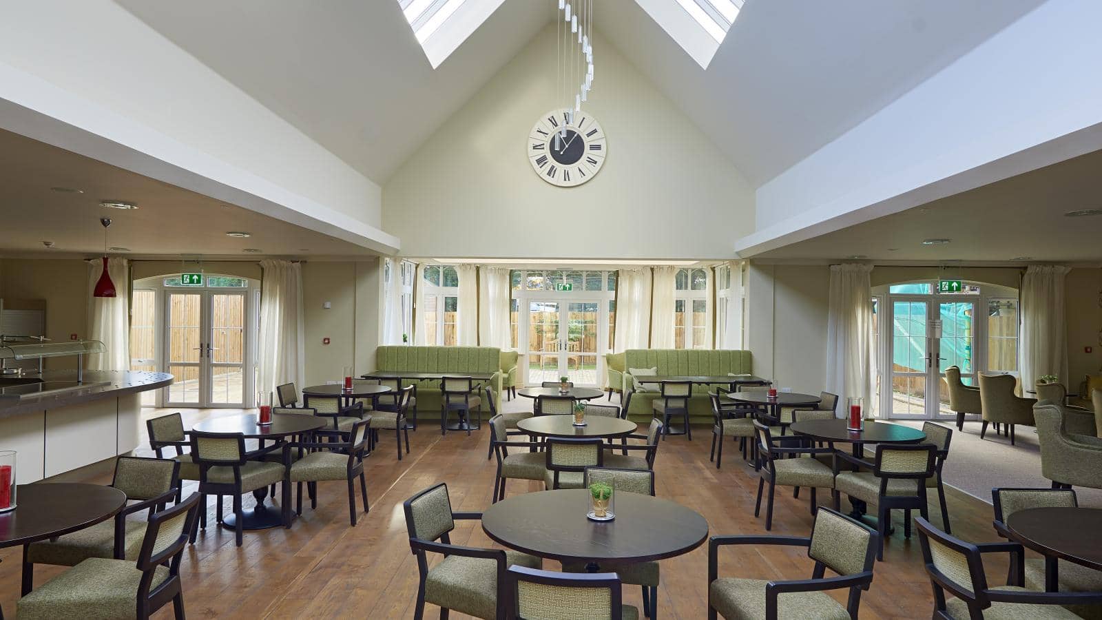 The Fairways retirement living complex internal communal living area with rooflights and seating