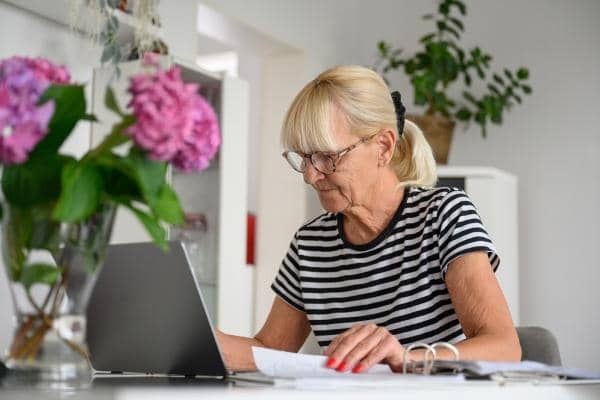 Older woman using a laptop