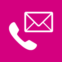 telephone and envelope icon pink background