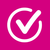 tick in circle icon pink background