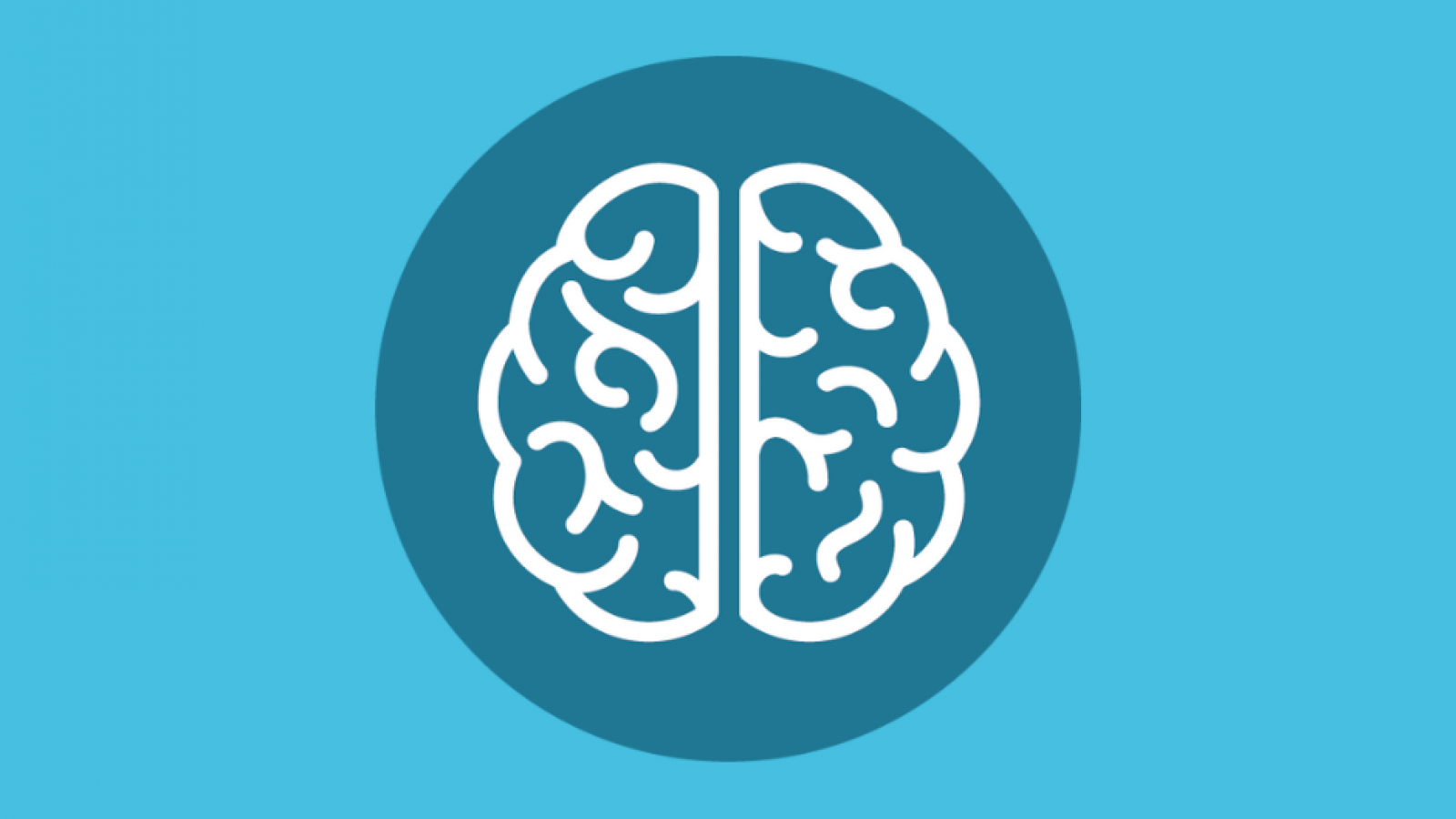 Icon of a brain in a teal blue circle