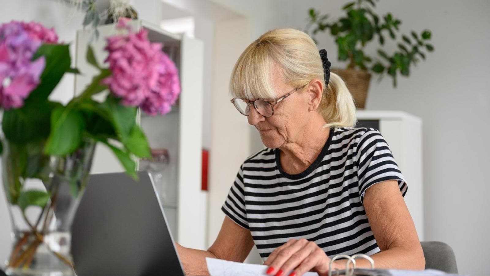 Older woman using a laptop