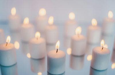 A series of white candles 