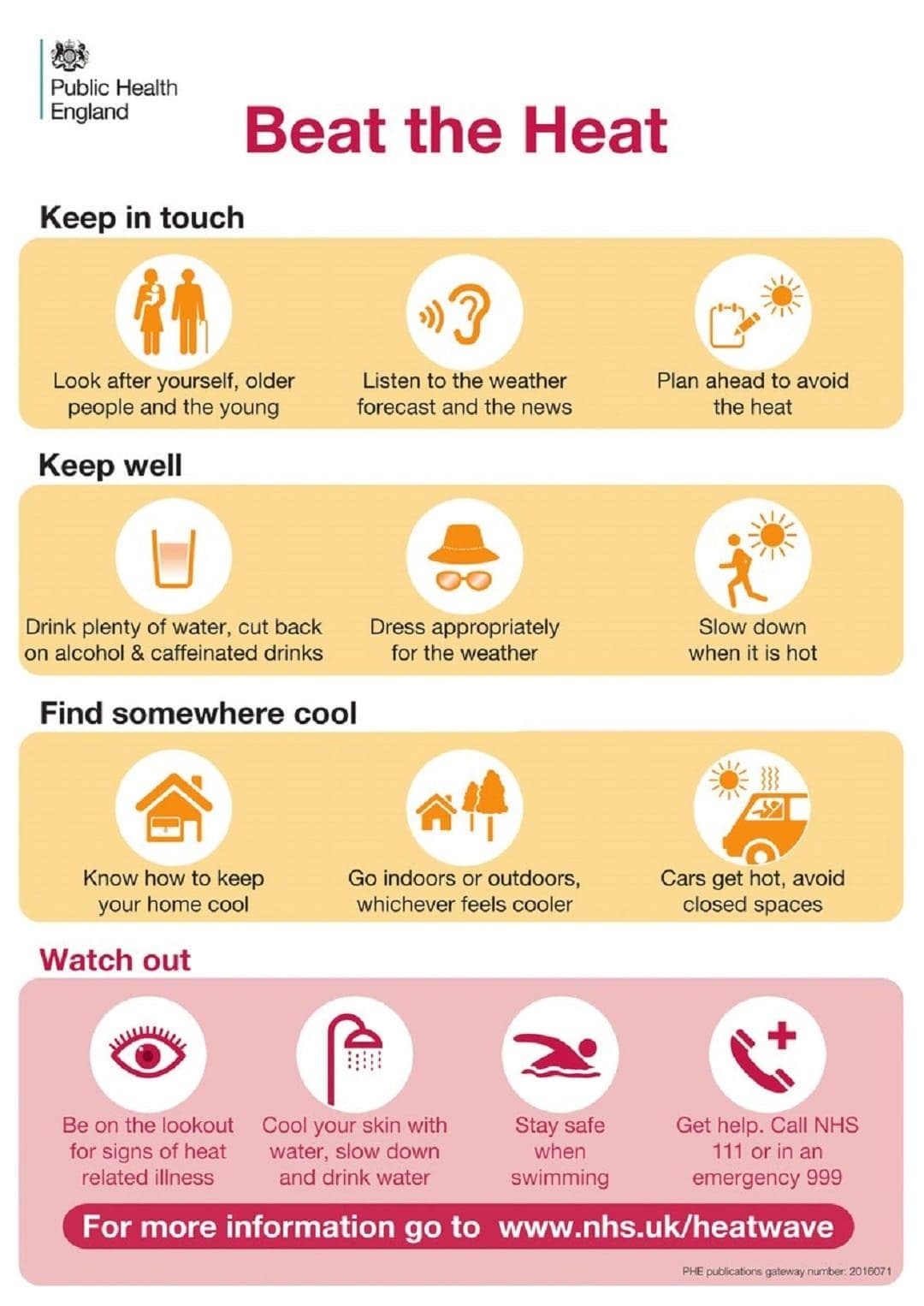 Beat the heat information from Public Health England