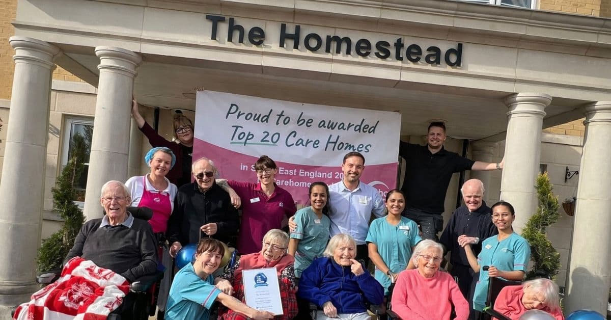 MHA The Homestead all smiles as it features in Top 20 Care Homes Southeast England 2026