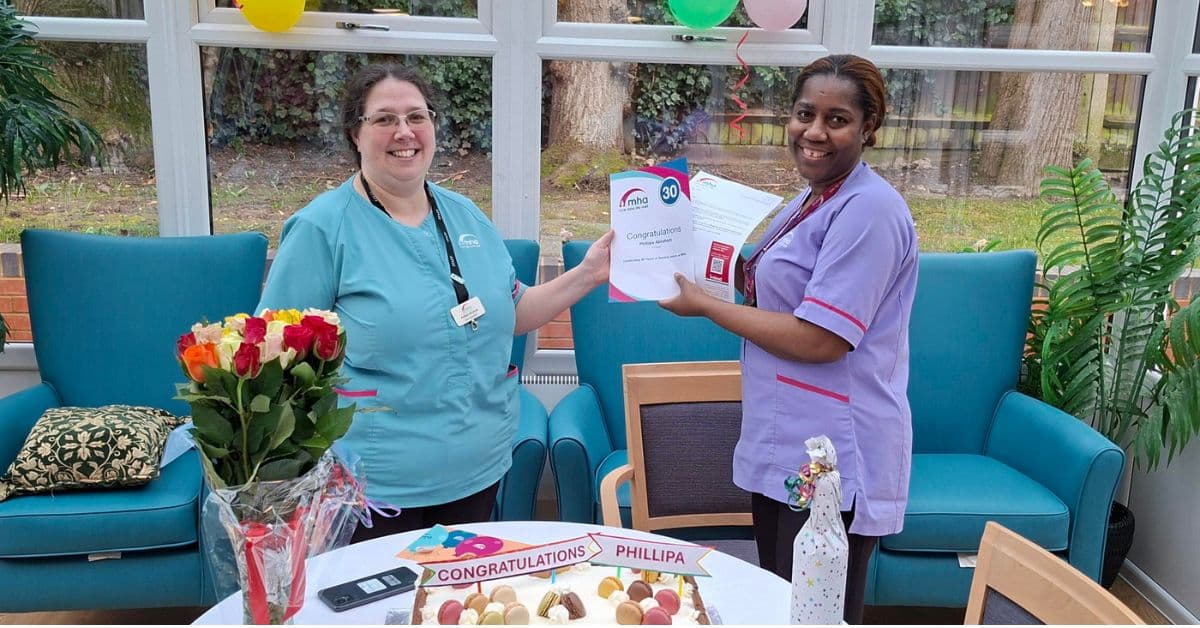 Care assistant at MHA Ryelands who joined aged 18 marks 30-year service